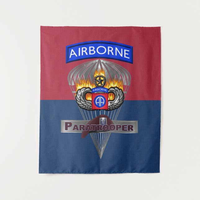 82nd Airborne Division Silver Chute Colors Tapestry (Front)