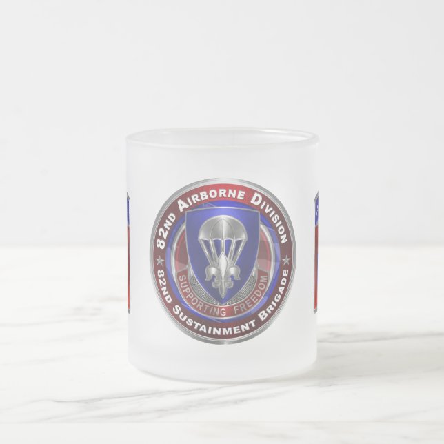 82nd Airborne Division Sustainment Brigade Frosted Glass Coffee Mug (Center)