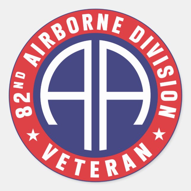 82nd Airborne Division "Veteran" Classic Round Sticker (Front)