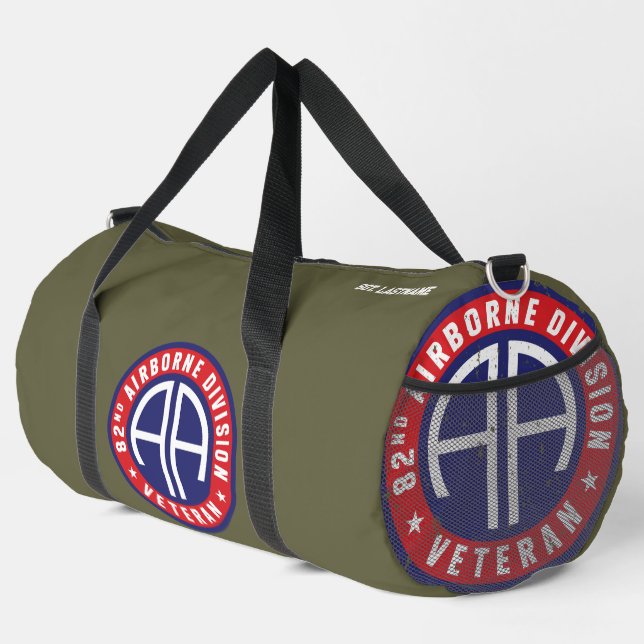 82nd Airborne Division "Veteran" Fatigue Green Duffle Bag (Right Corner)