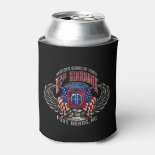 82nd Airborne Fort Bragg Black Can Cooler