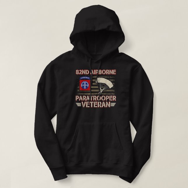 82nd Airborne Paratrooper Veteran Flag Tshirt, Vet Hoodie (Design Front)