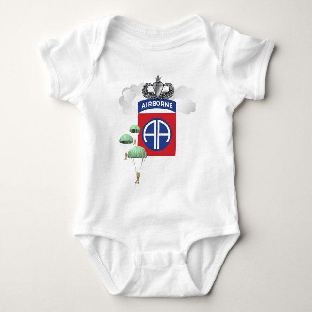 82nd Airborne, Paratroopers, Senior Jump Wings Baby Bodysuit (Front)