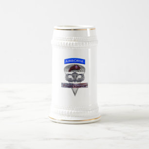 82nd Airborne Senior Jumper with American Flag Beer Stein