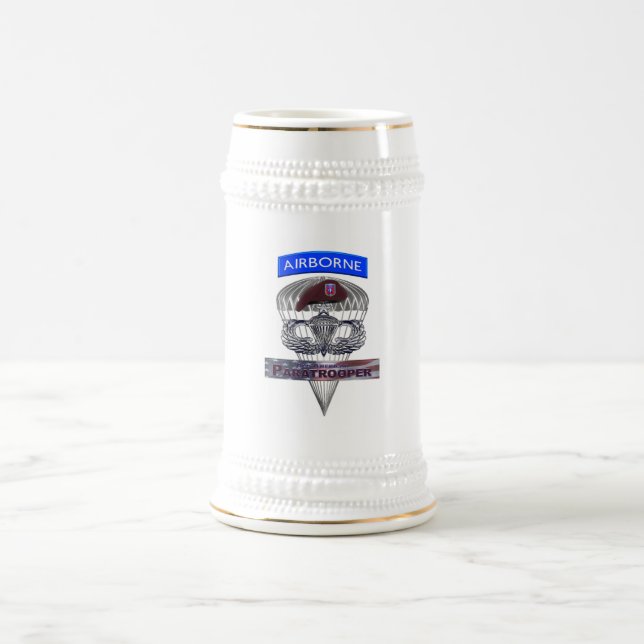 82nd Airborne Senior Jumper with American Flag Beer Stein (Center)