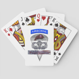 82nd Airborne Senior Jumper with American Flag Playing Cards