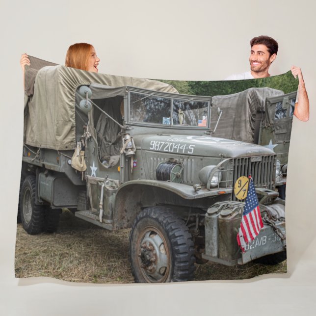 82nd AIRBORNE WW II TRUCK Fleece Blanket (In Situ)