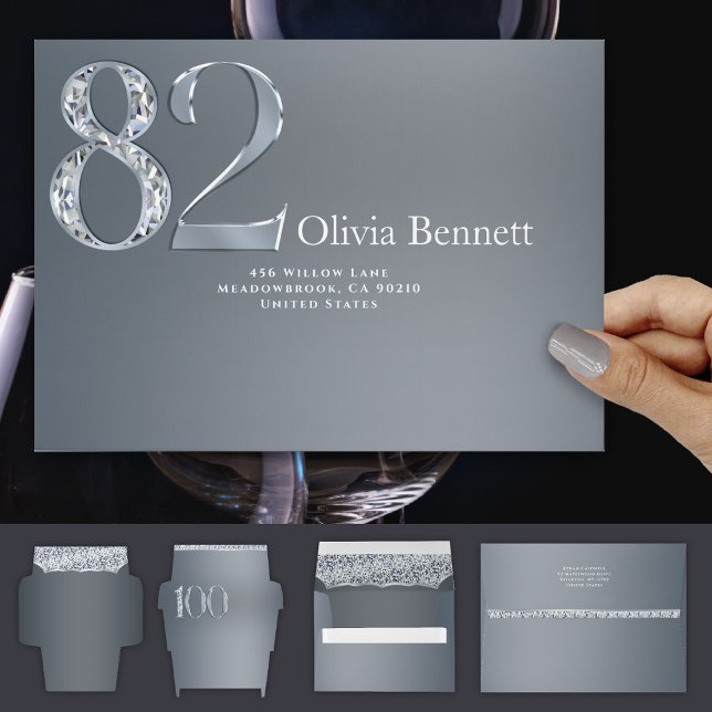 82nd Anniversary Diamond Number Eighty Two Silver  Envelope (Creator Uploaded)