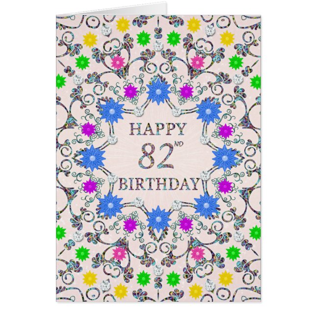 82nd Birthday Abstract Flowers  (Front)