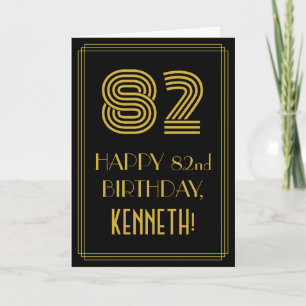 82nd Birthday: Art Deco Inspired Look "82" & Name Card