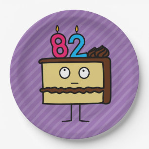 82nd Birthday Cake with Candles Paper Plate