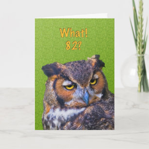 82nd Birthday Card with Great Horned Owl