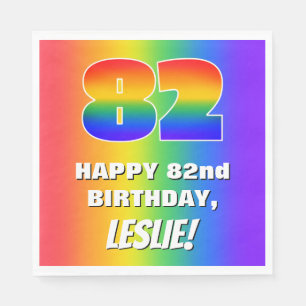 82nd Birthday: Colorful, Fun Rainbow Pattern # 82 Napkin
