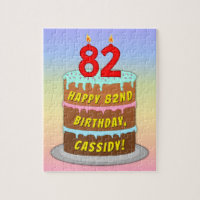 82nd Birthday: Fun Cake and Candles + Custom Name