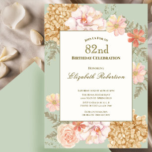 82nd Birthday Invitation Autumn Colours Floral Sag