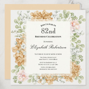 82nd Birthday Invitation in Elegant Autumn Colors