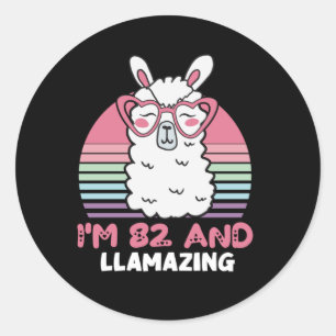 82nd Birthday Llamazing Llama 82 Year Old Birthday Classic Round Sticker