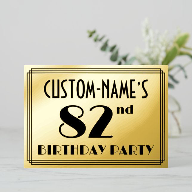 82nd Birthday Party — Art Deco Look “82” + Name (Standing Front)