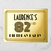 82nd Birthday Party ~ Art Deco Style “82” + Name