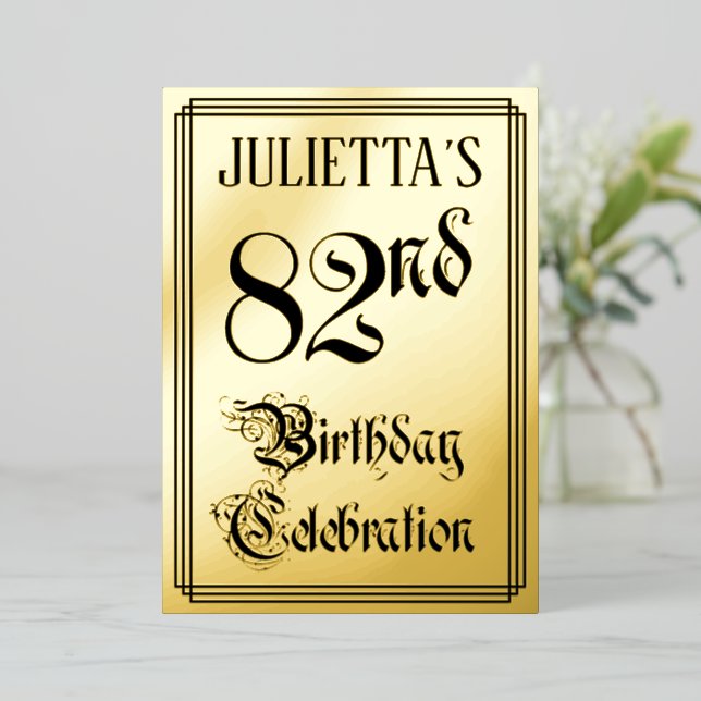 82nd Birthday Party — Elegant Script + Custom Name (Standing Front)