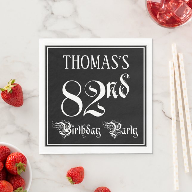 82nd Birthday Party — Fancy Script + Custom Name Napkin (Insitu)