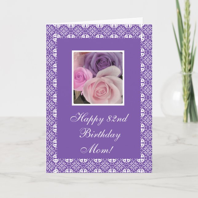 82nd birthday roses (change age) card (Front)
