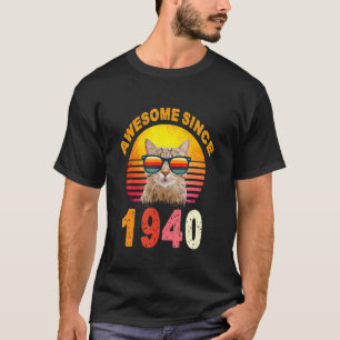 82nd Birthday Vintage Cat Awesome Since 1940 T-Shirt