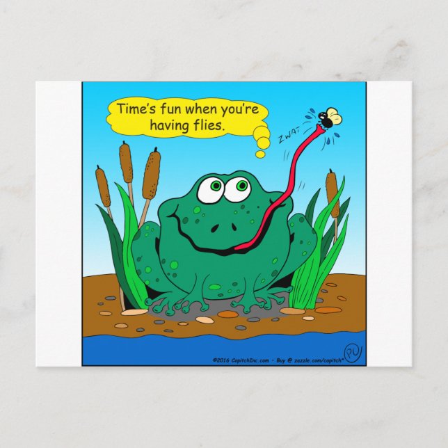 833 time flies cartoon postcard (Front)