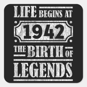 83 Year Old 1942 Birth Of Legend 83rd Birthday Square Sticker