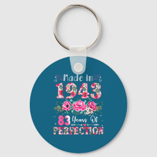 83 Year Old Made In 1943 Floral 83th Birthday Wome Key Ring