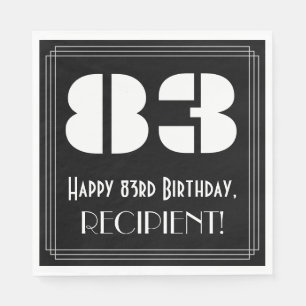 83rd Birthday: Art Deco Inspired Look "83" + Name Napkin