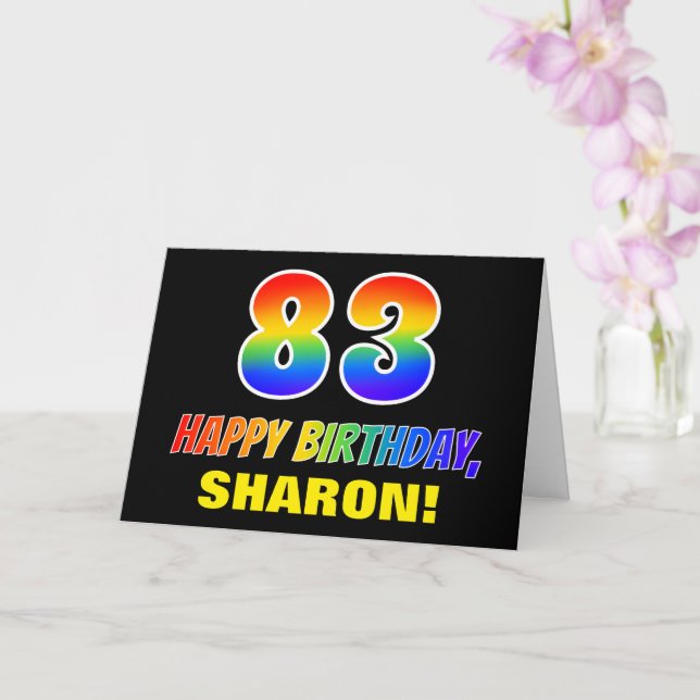 83rd Birthday: Bold, Fun, Simple, Rainbow 83 Card (Orchid)
