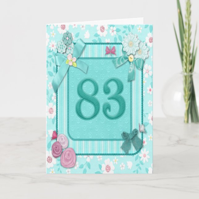 83rd birthday card with flowers (Front)