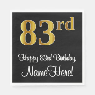 83rd Birthday ~ Elegant Luxurious Faux Gold Look # Napkin