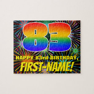 83rd Birthday: Fun, Colourful Celebratory Firework Jigsaw Puzzle