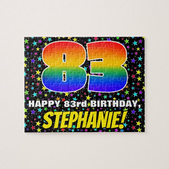 83rd Birthday — Fun, Colourful Star Field Pattern Jigsaw Puzzle (Horizontal)