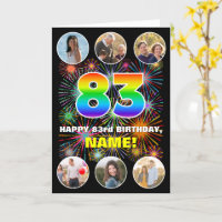 83rd Birthday: Fun Rainbow #, Custom Name & Photos
