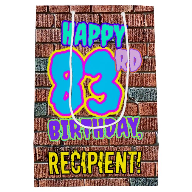 83rd Birthday: Fun, Urban Graffiti Inspired Look Medium Gift Bag (Back)