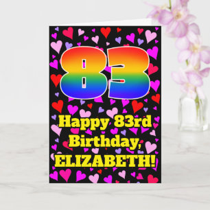 83rd Birthday: Loving Hearts Pattern, Rainbow # 83 Card