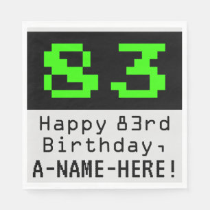 83rd Birthday - Nerdy / Geeky Style "83" & Name Napkin