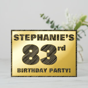 83rd Birthday Party — Bold, Faux Wood Grain Text