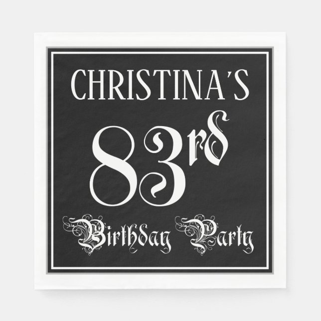 83rd Birthday Party — Fancy Script + Custom Name Napkin (Front)