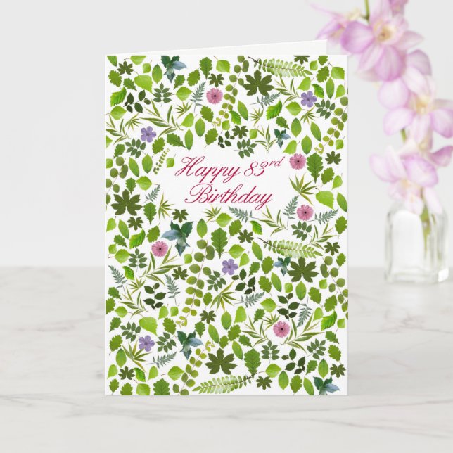 83rd Birthday Scattered Leaves Card (Orchid)