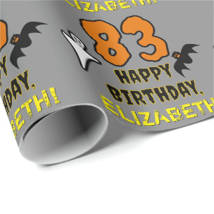 83rd Birthday: Spooky Halloween Theme, Custom Name Wrapping Paper