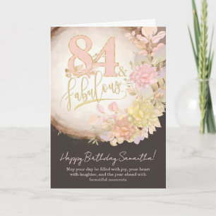 84 & Fabulous Floral Photo Personalized Birthday Card