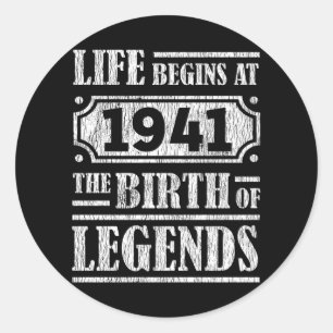 84 Year Old 1941 Birth Of Legend 84th Birthday Classic Round Sticker