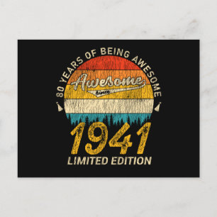 84 Year Old 1941 Retro Awesome 84th Birthday Gift Postcard