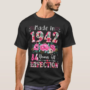 84 Year Old Made In 1942 Floral 84th Birthday Wome T-Shirt