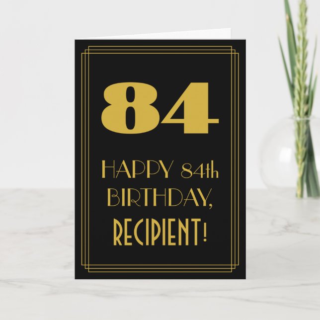 84th Birthday – Art Deco Inspired Look "84" & Name Card (Front)