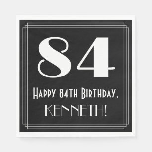 84th Birthday ~ Art Deco Inspired Look "84", Name Napkin